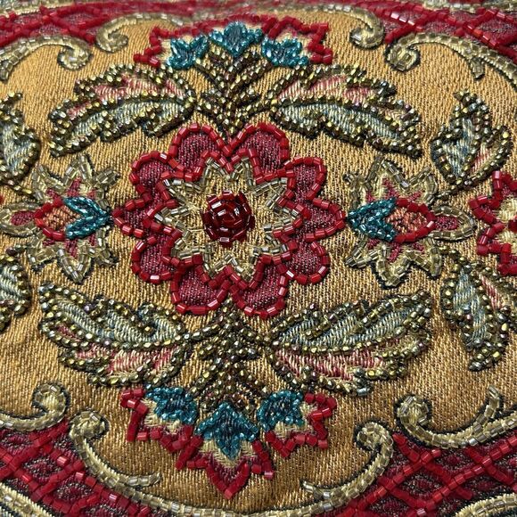 Isabella Fiore Floral Tapestry Glass Bead Embellished Leather Shoulder Bag - Picture 7 of 16